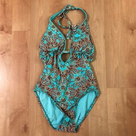 BLEU Rob Beattie Paisley Halter one Piece Swimsuit - Picture 1 of 5